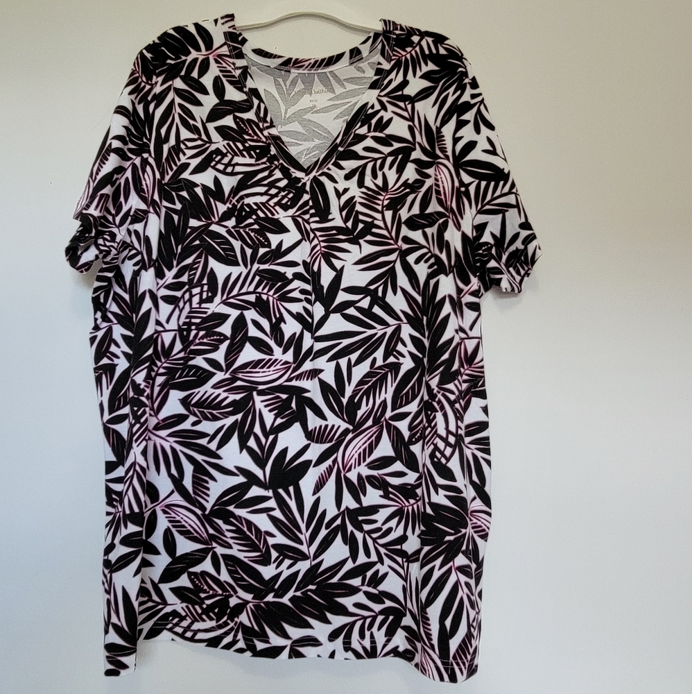 Woman within plus size black pink top